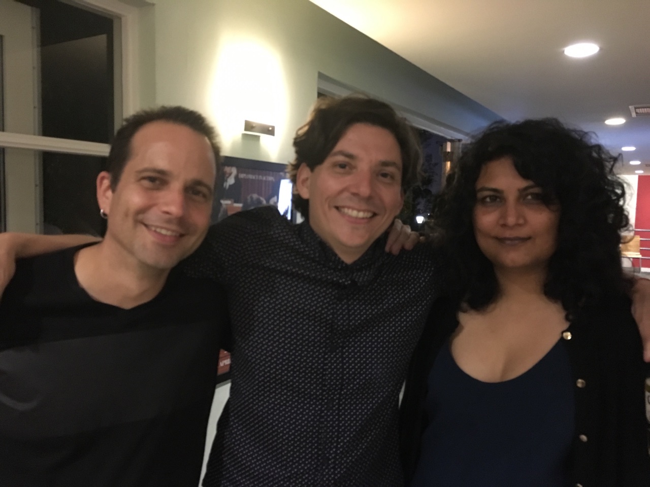 "The Atomic couple!" screens at AFI -(l-r) sound designer/re-recording mixer William Tabanou, director Rodrigo Espinosa and editor Anisha Acharya