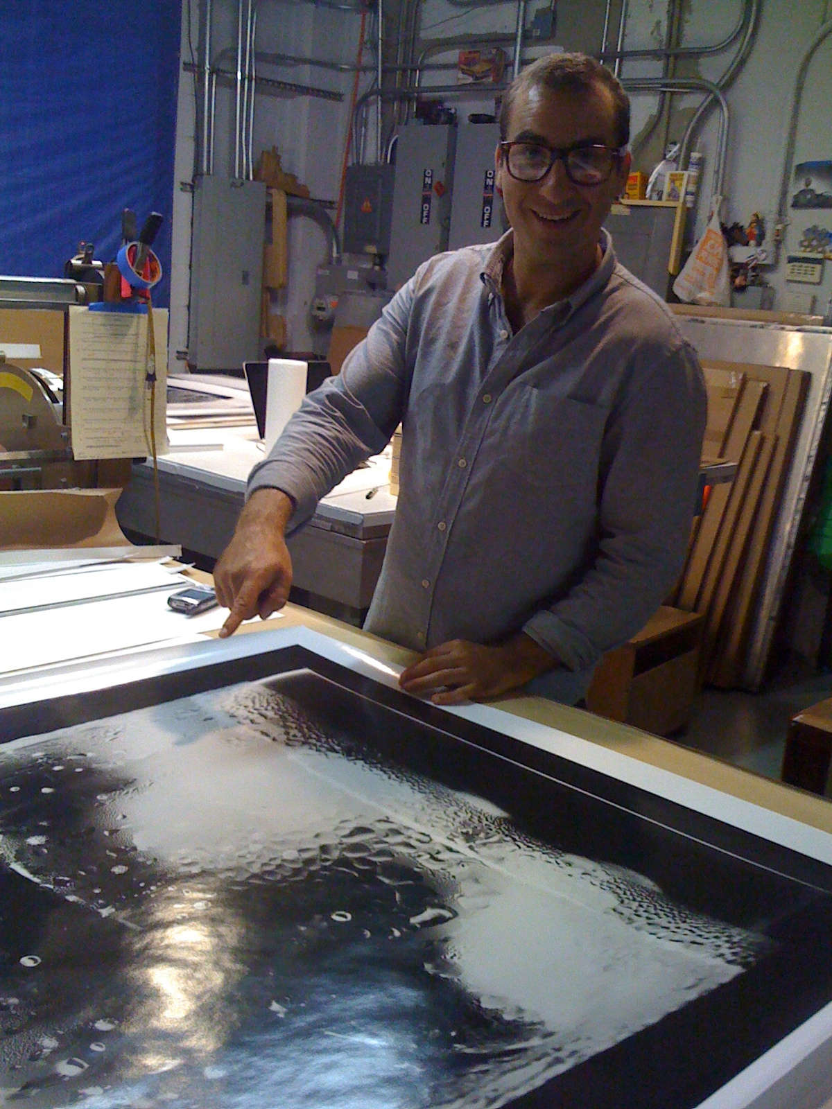  50" x 40" prints being mounted for Glass + Light exhibition.