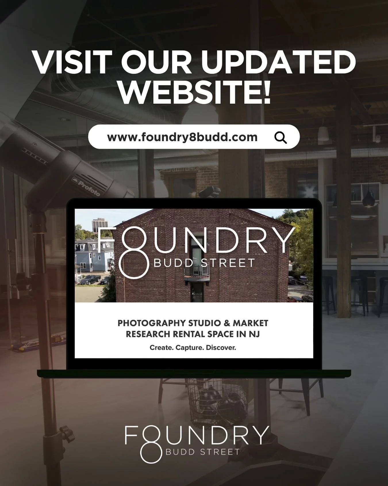 We are excited to announce the launch of our updated website! Head over to www.foundry8budd.com to check it out and discover more about our multi-functional rental space 📸

#photographystudio #photographyrental #morristownnj #focusgroupfacility