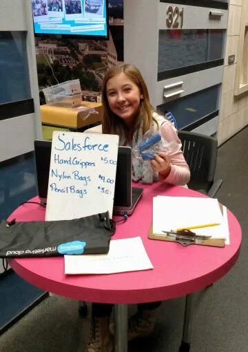 Noelle Stinnett works her"Salesforce" station.