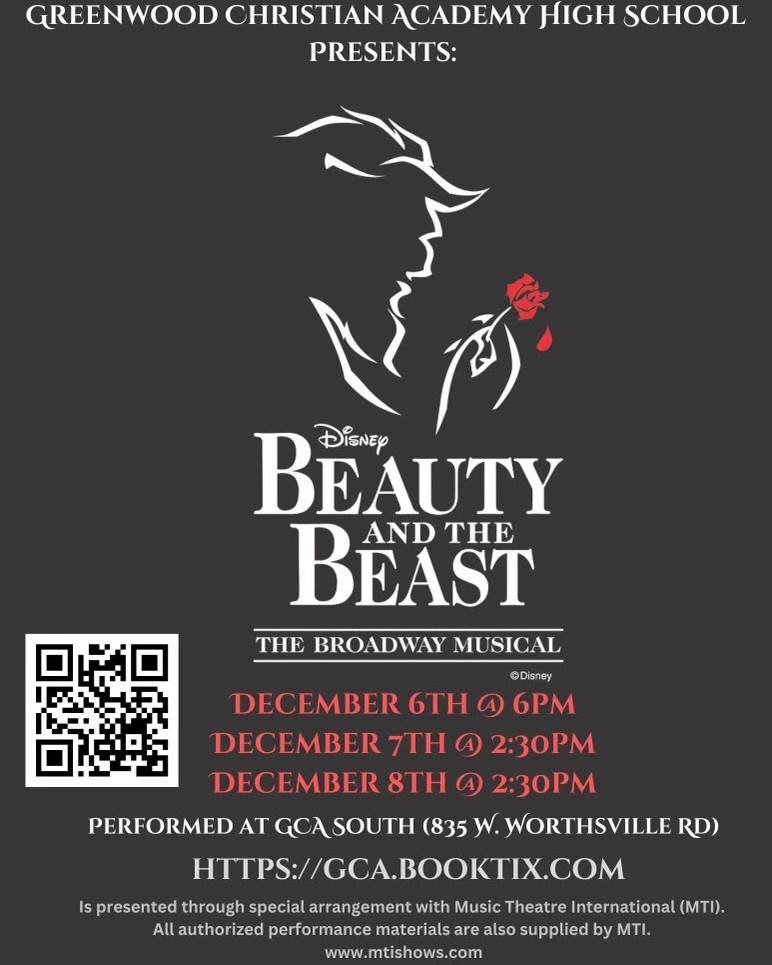 Due to popular demand, 25 seats have been added to each previously sold-out show for our HS Drama's production of Beauty and the Beast this weekend! 

Purchase your tickets here: https://gca.booktix.com/