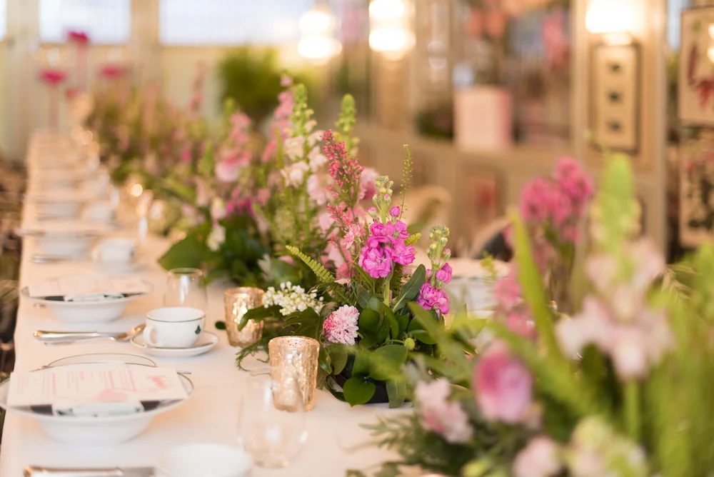 Pink London Baby Shower at The Ivy, Chelsea with flamingoes