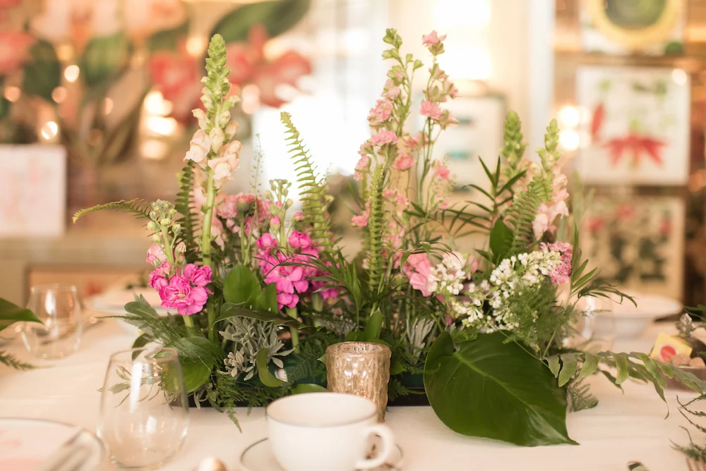 Pink London Baby Shower at The Ivy, Chelsea with flamingoes