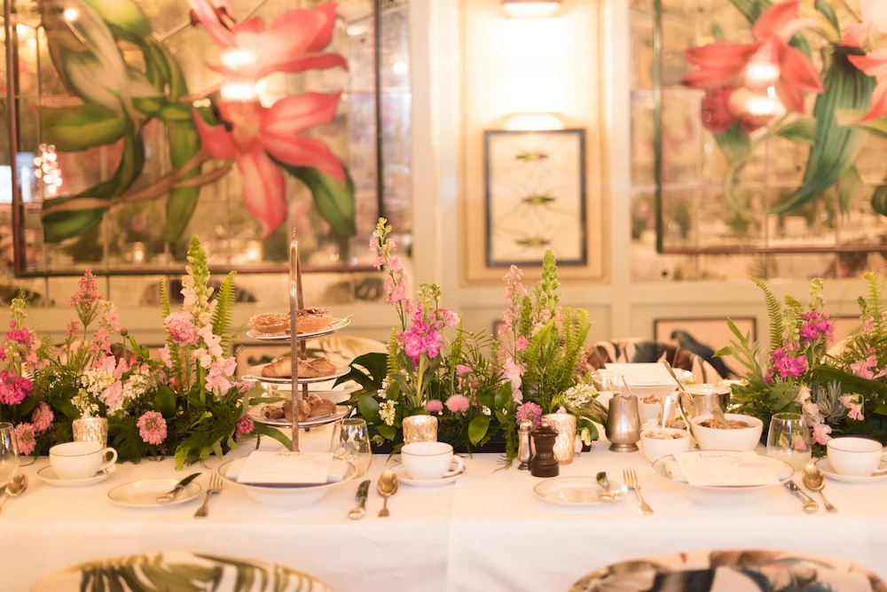 Pink London Baby Shower at The Ivy, Chelsea with flamingoes