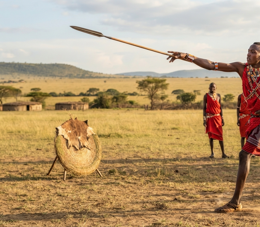 Spear-throwing with the Maasai