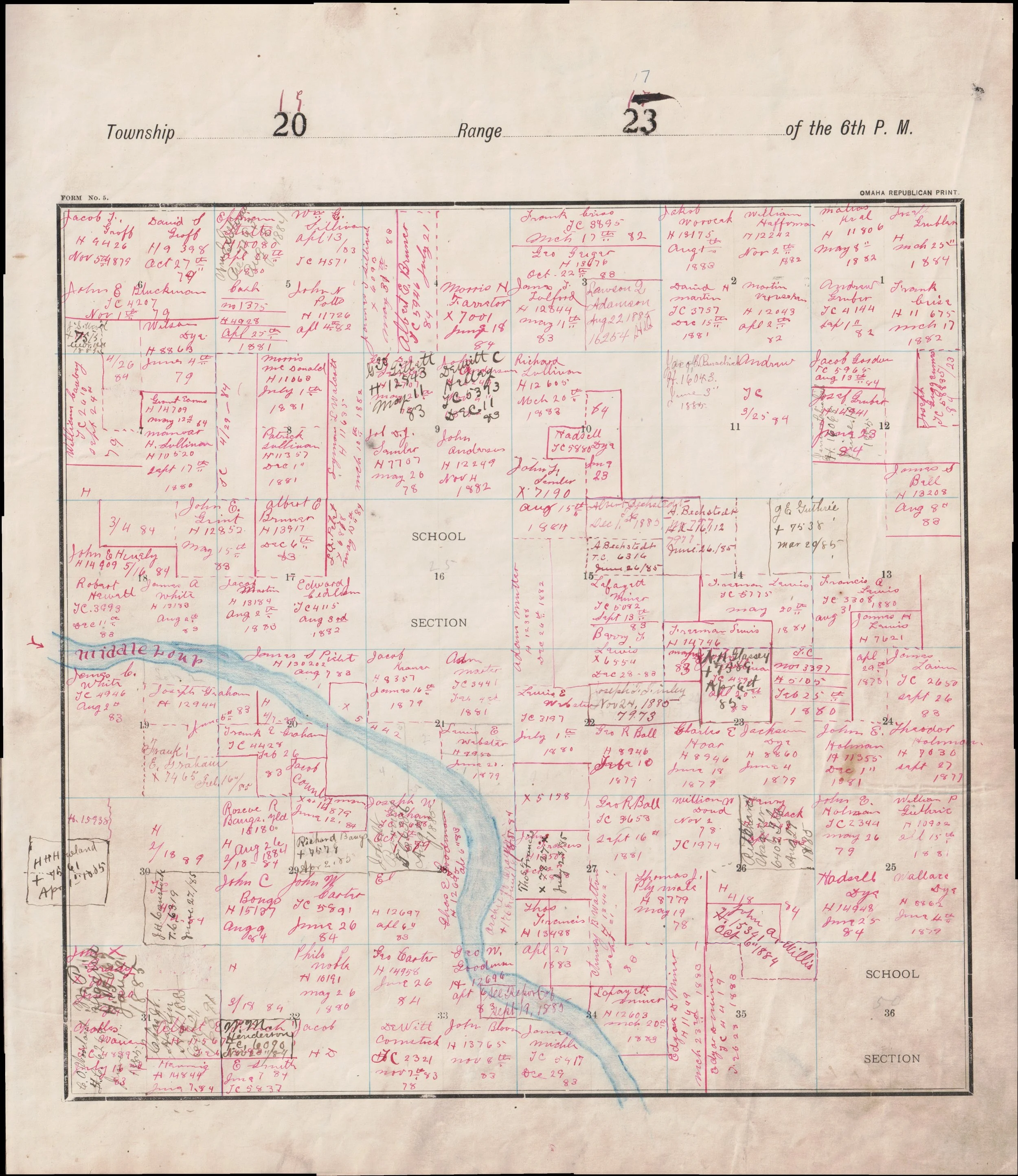 Map, land, owners, river — Custer County Museum