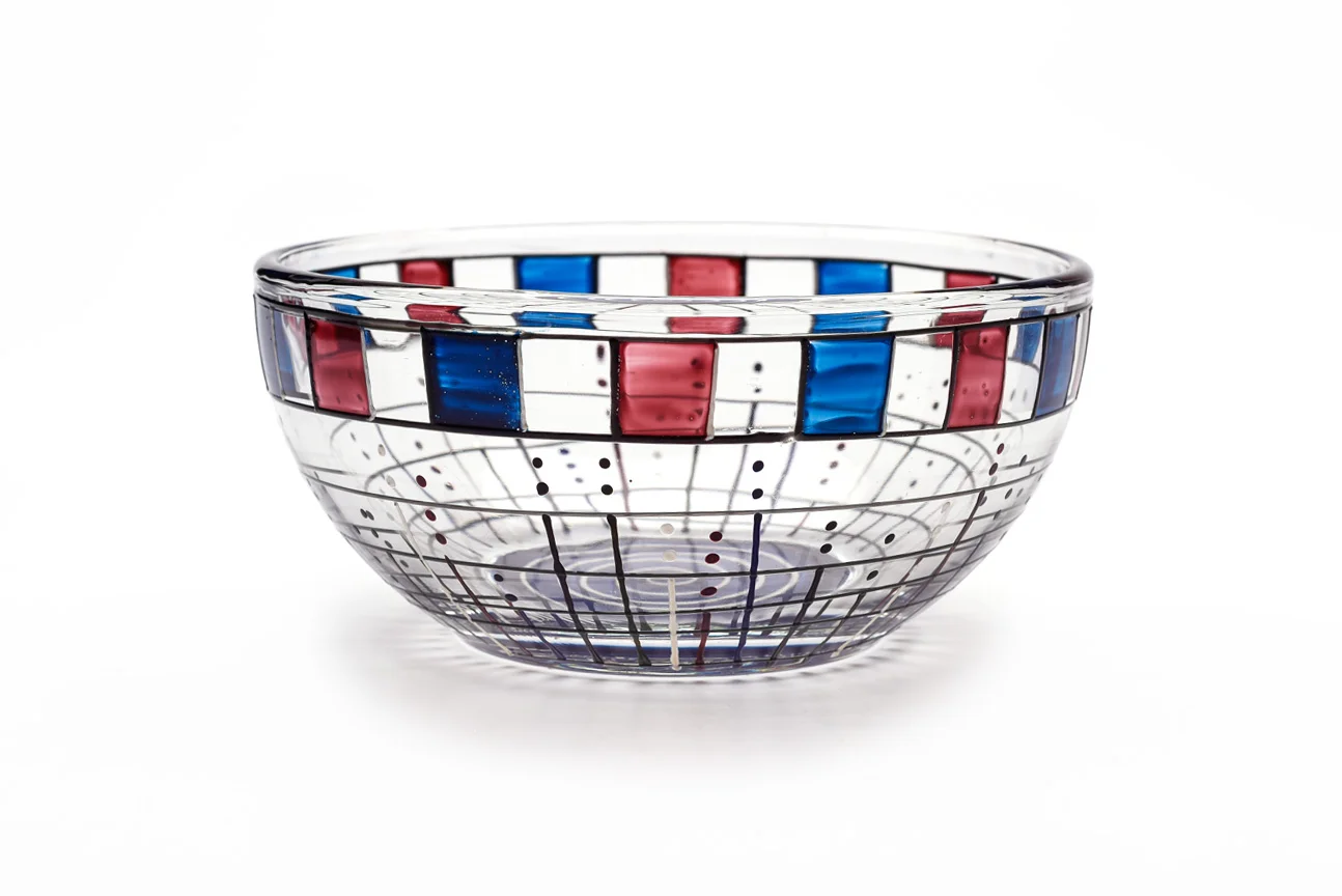 #18 - PRESENCE BOWL, 6" DIA X 2.75"H (LINE DOT BLOCK RIM DESIGN)