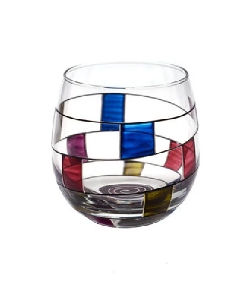 #2 - STEMLESS BALLOON WINE GLASS, 15 OZ. (BLOCK DESIGN)