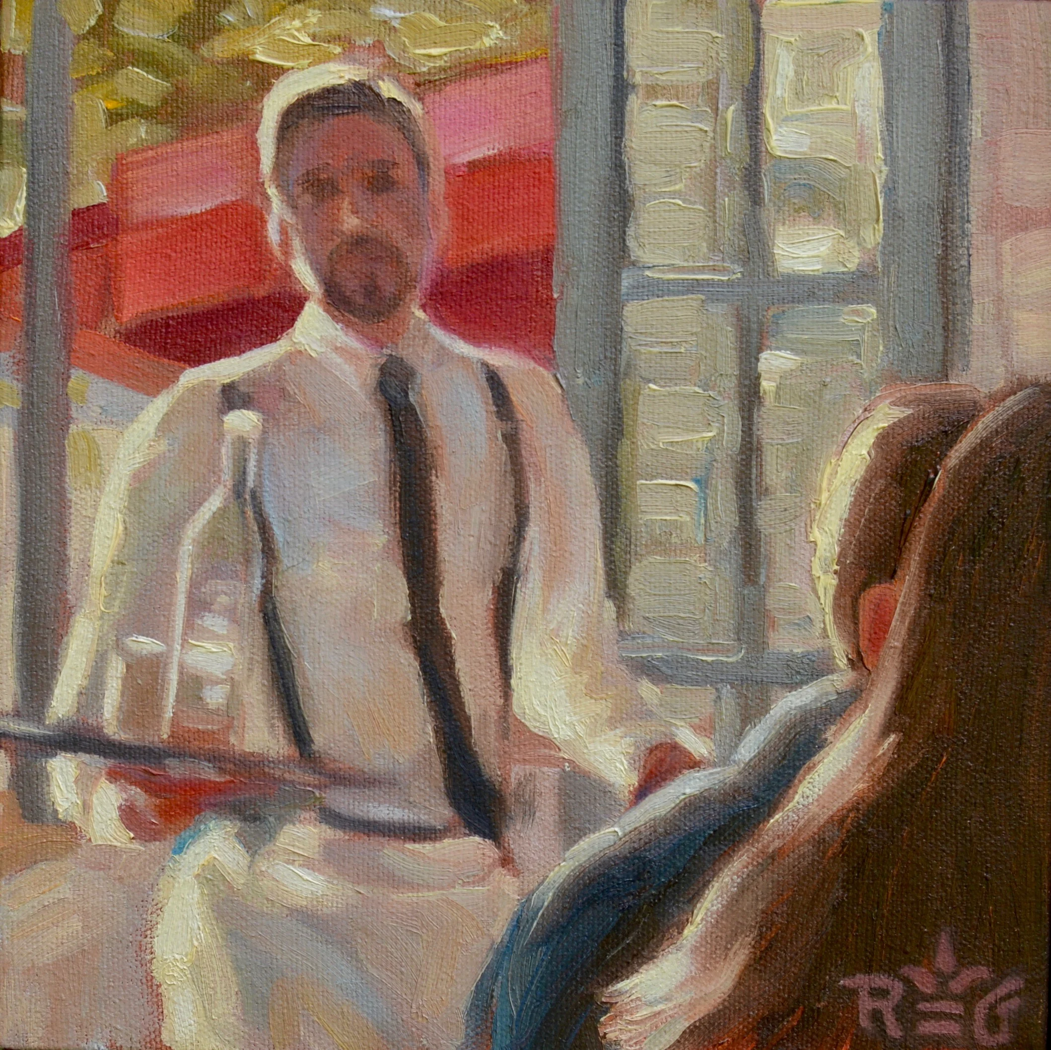 "St. REGIS CAFE", 8"x 8" oil on canvas, $120