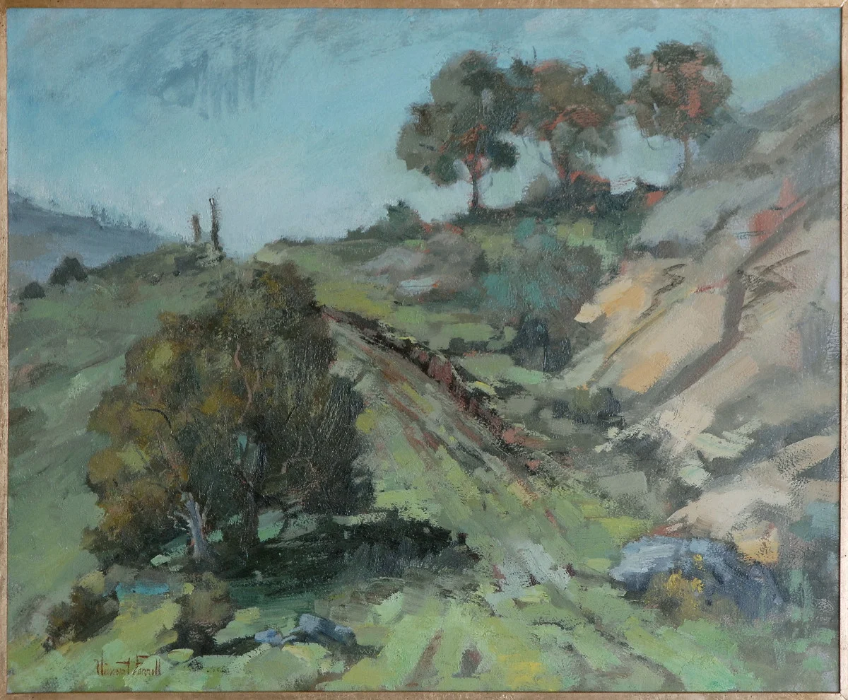 Painting of Laguna Canyon by Southern California impressionist Vincent Farrell (1928-2008)