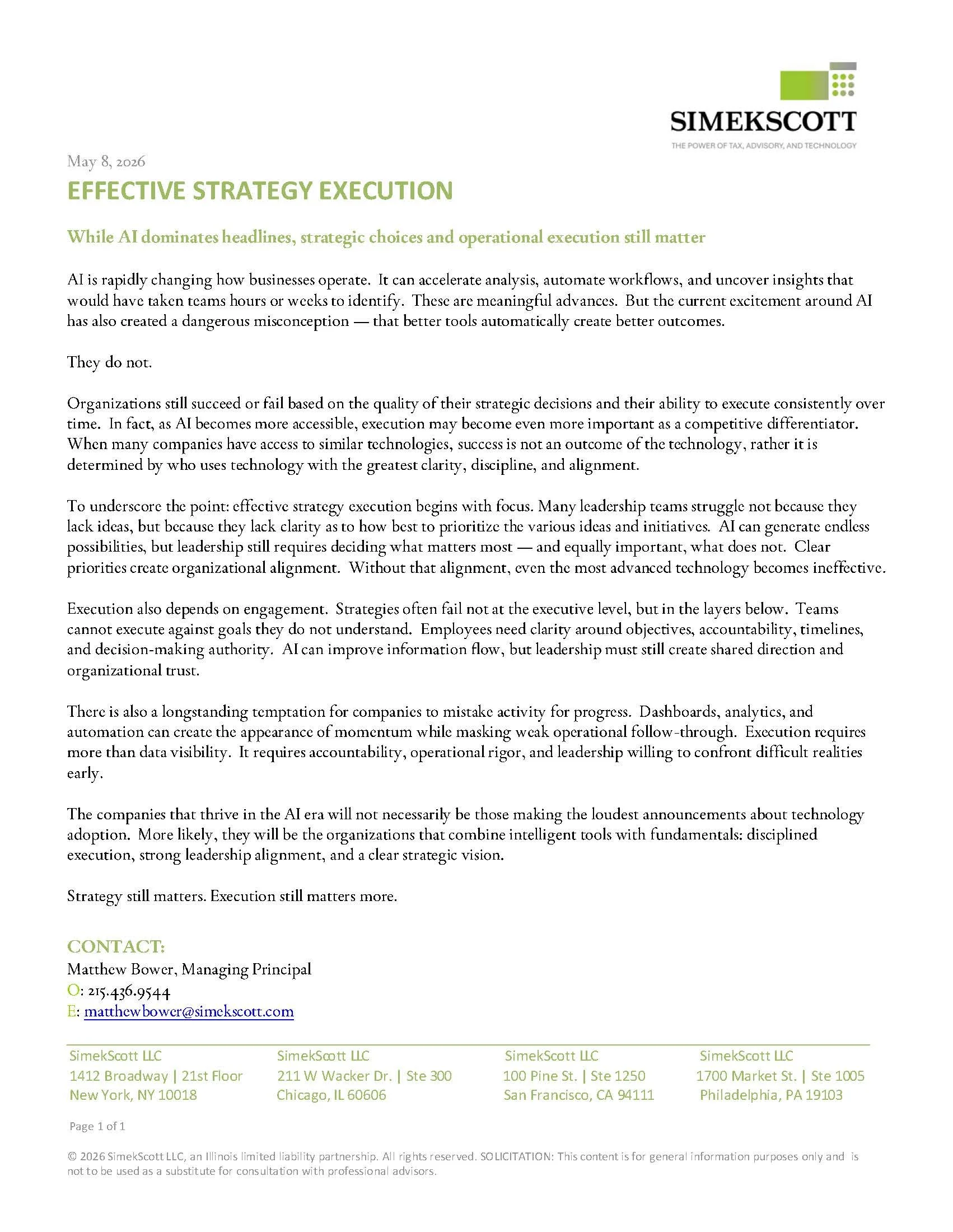 SimekScott Effective Strategy Execution