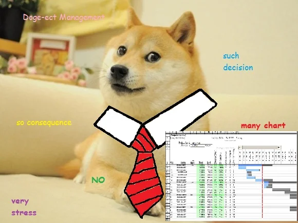 maxxxie74 :
Doge-ect Management
Inspired by lessgeeking-morescience :)
This is kind of what reading formal project management texts feels like right now. I’m sure there are useful nuggets in there, but I don’t have a lot of patience for repeatedly stating the obvious and “business-y” flow charts that don’t actually say anything.