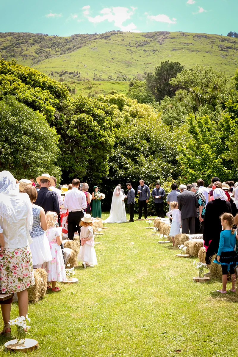 My beautiful ceremony location in my grandma's garden. Photo by Kim Wheeler Photography