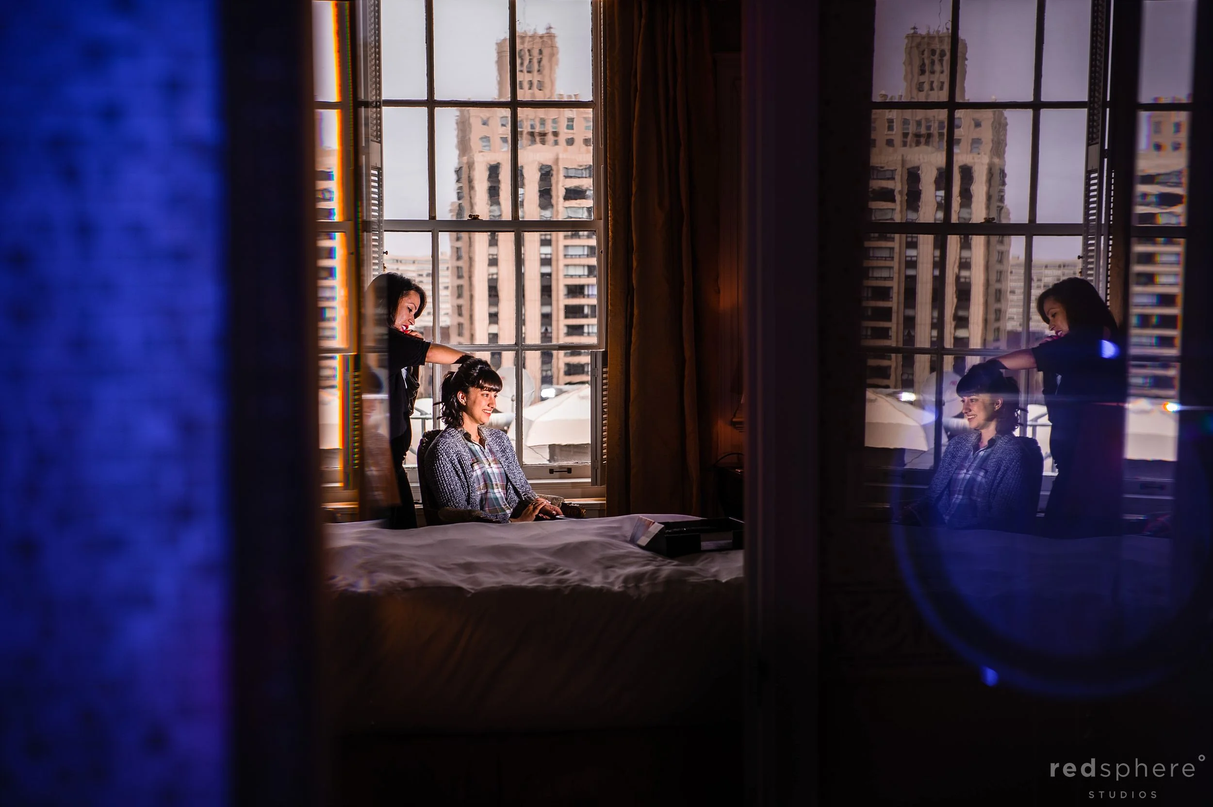 Guests Prepare For San Francisco Wedding at Fairmont Hotel, Hair and Makeup Artist