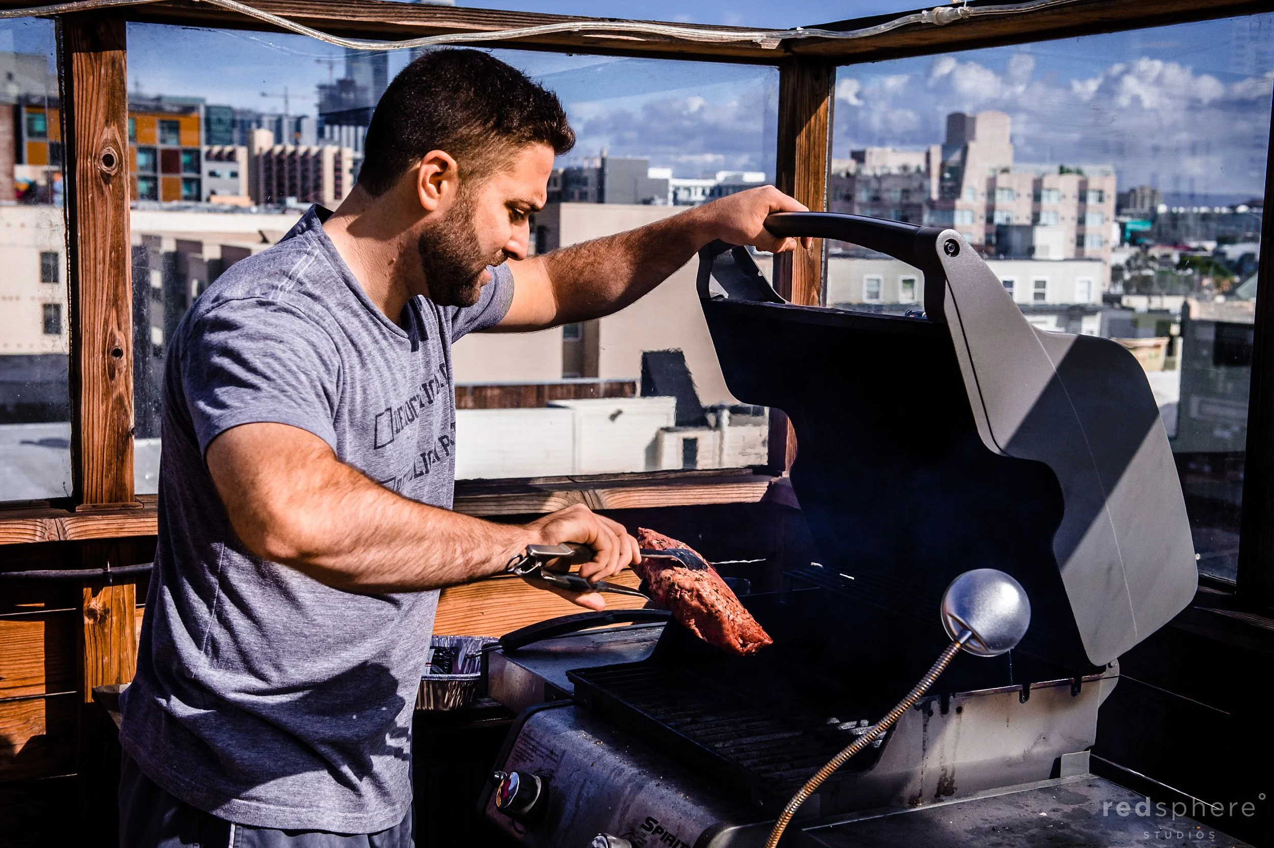 Groom Cooking Up Some BBQ Before his big Wedding Day