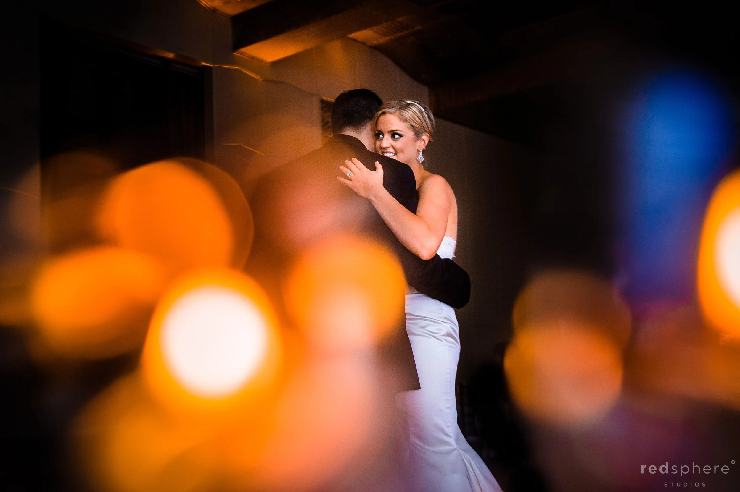 Bride and Groom Slow Dance After Wedding Ceremony, City Club San Francisco, Bokeh