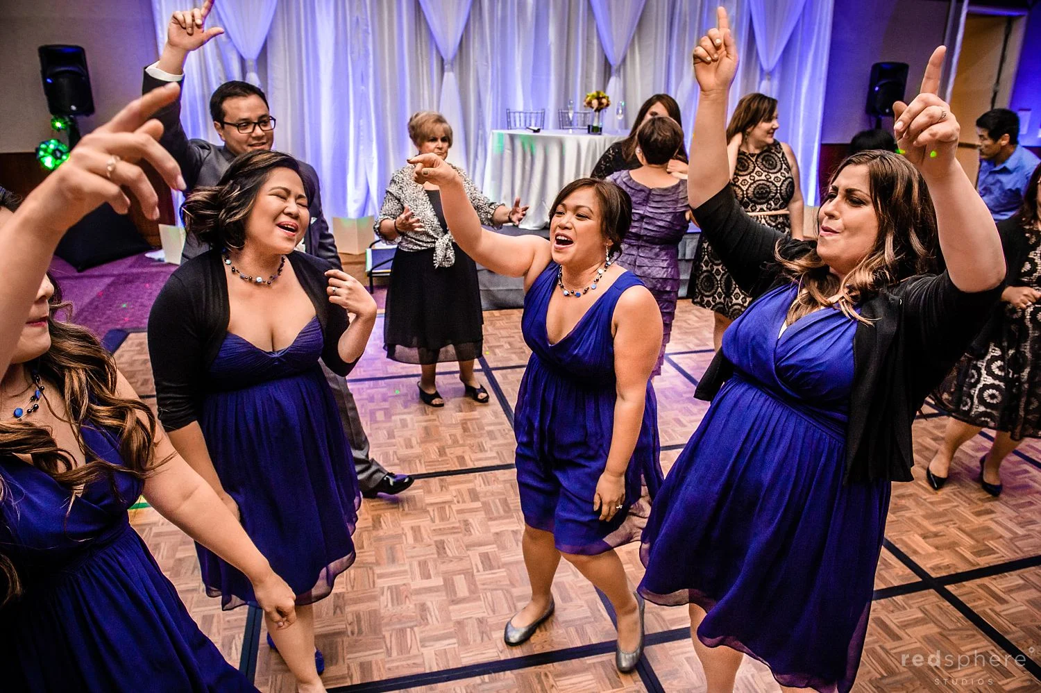 Bridesmaids' Dancing and Drinking During Wedding Reception at Intercontinental Hotel After Party