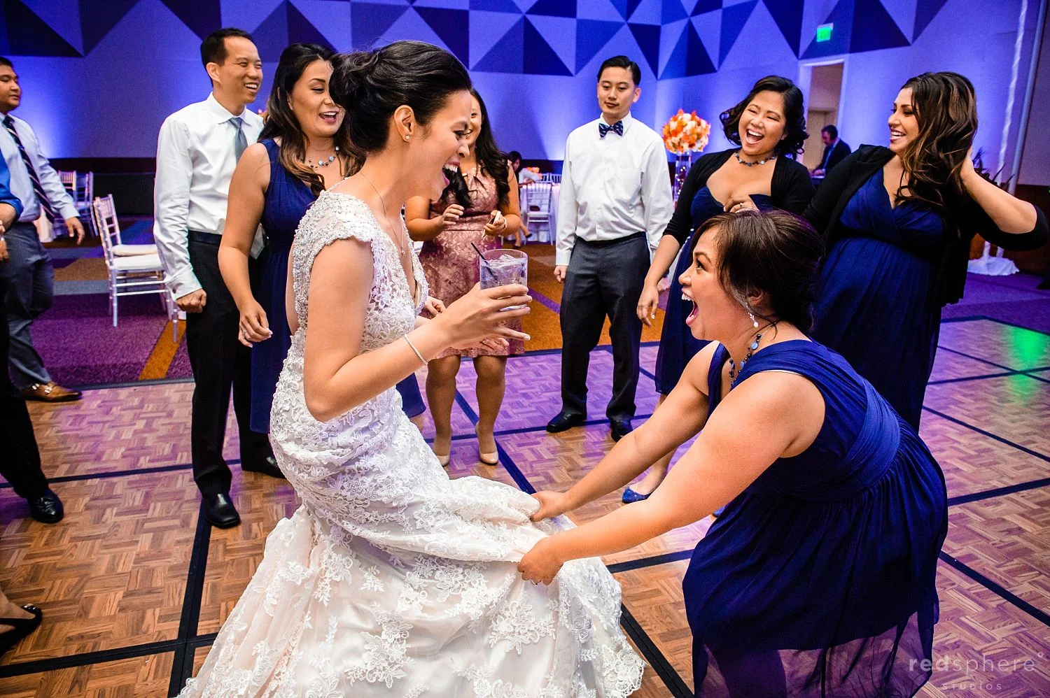 Bride Dances With Bridesmaid at Intercontinental Hotel