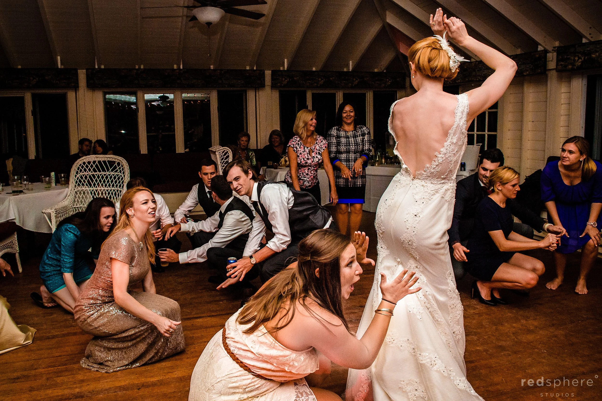 Guests Hail the Bride at Chapel Island Wedding After Party