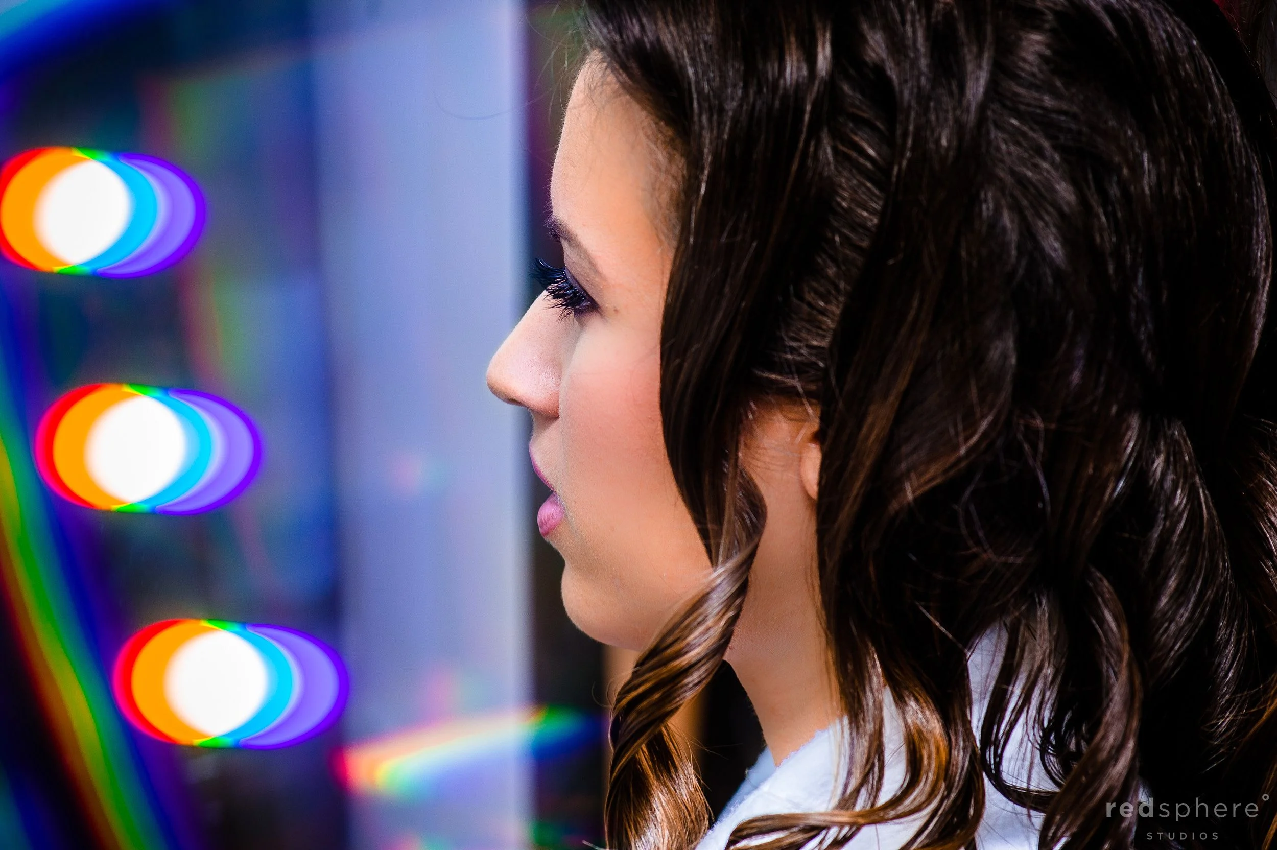 Bride's Curled Hair, Bokeh From Mirror Lights