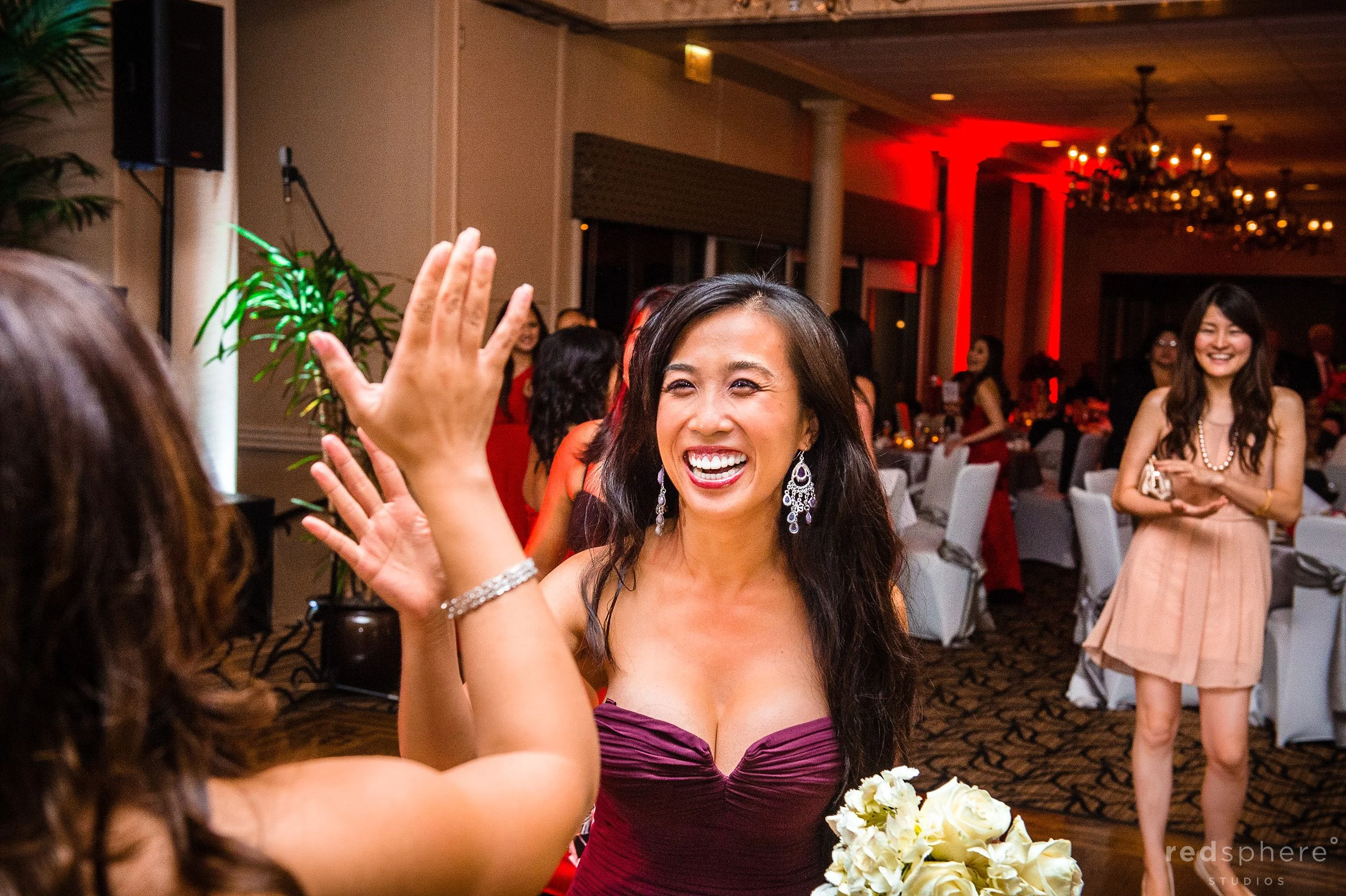 Bride and Close Friend Share a High Five Crow Canyon Country Club, Danville, CA