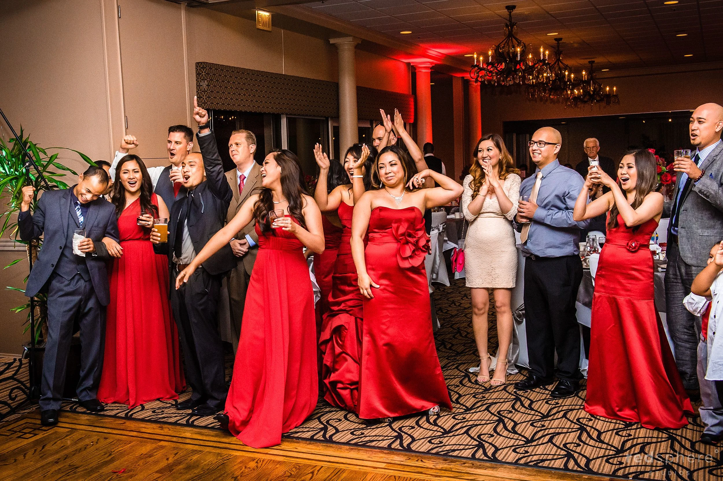 Bridesmaids' and Groomsmen Working Their Way To The Dance Floor, Crow Canyon Country Club