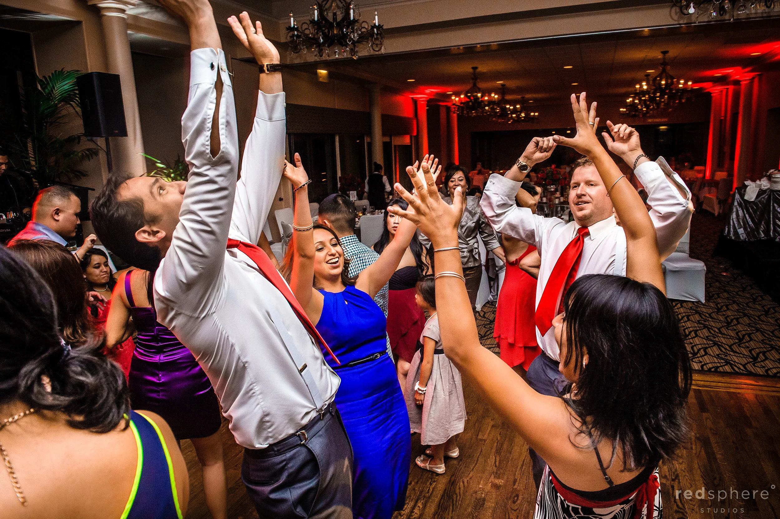 Guests All Put Their Hands Up For Final Song Danville, California Wedding Reception