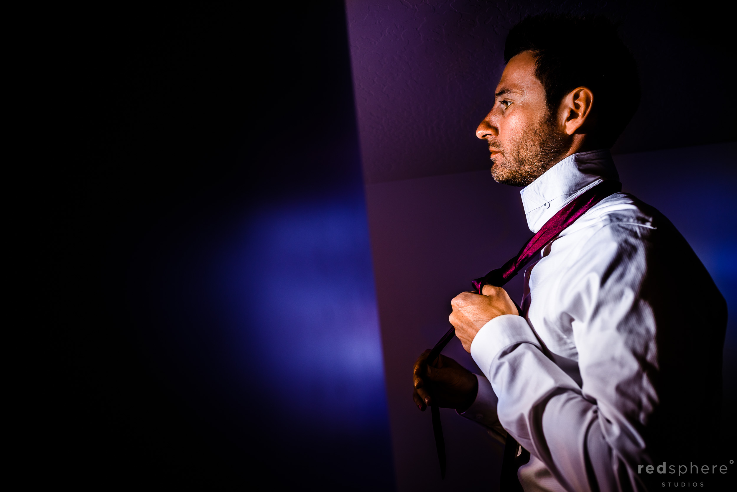 Groom getting ready at Harvest Inn By Charlie Palmer, St. Helena, Napa Valley