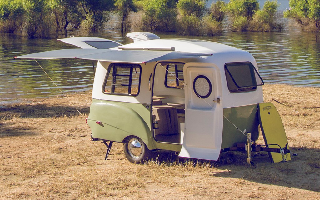 Imagine this little beauty, but with the body base in blue - or check here to get the full experience - http://happiercamper.com