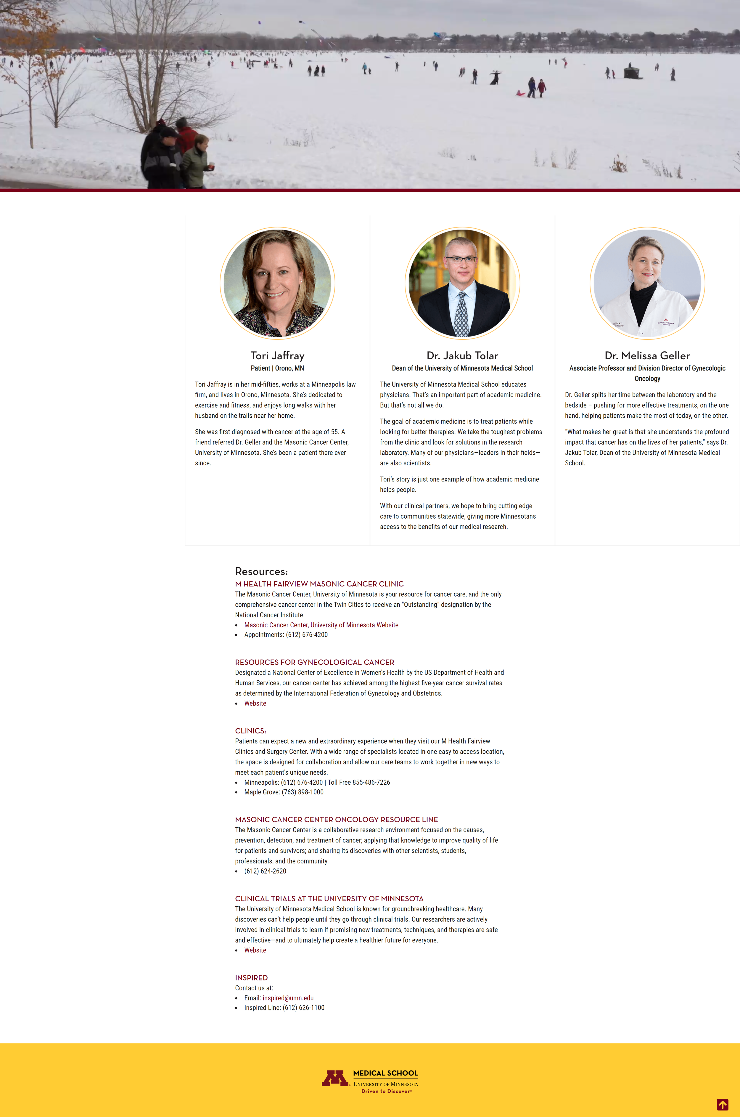 The bottom of each page includes a profile for each person featured in the story and references for interested readers.