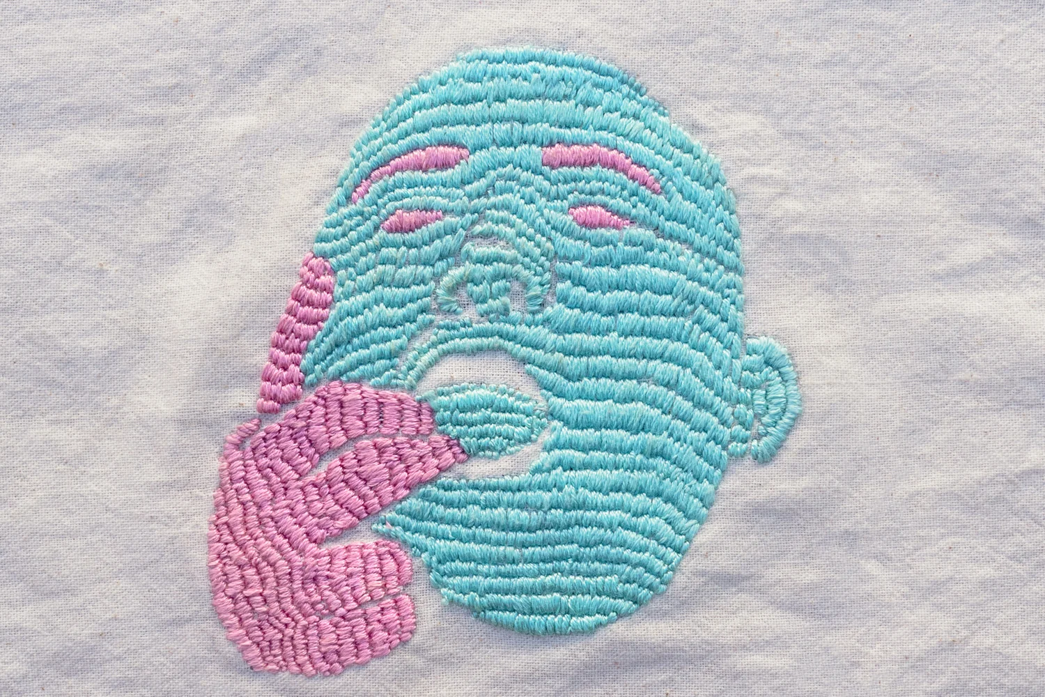  Elwyn Murray,  Grip , 2017, detail, cotton towel and hand-embroidered thread. Courtesy the artist. 