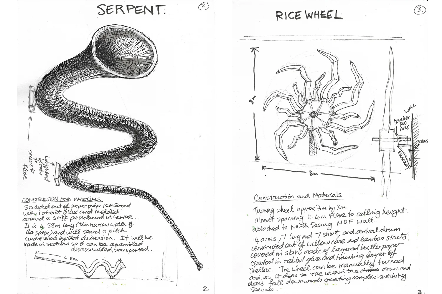 Gerard Crewdson, annotated conceptual sketches for  Serpent Songs / Windshadows , 2018. Courtesy the artist. 