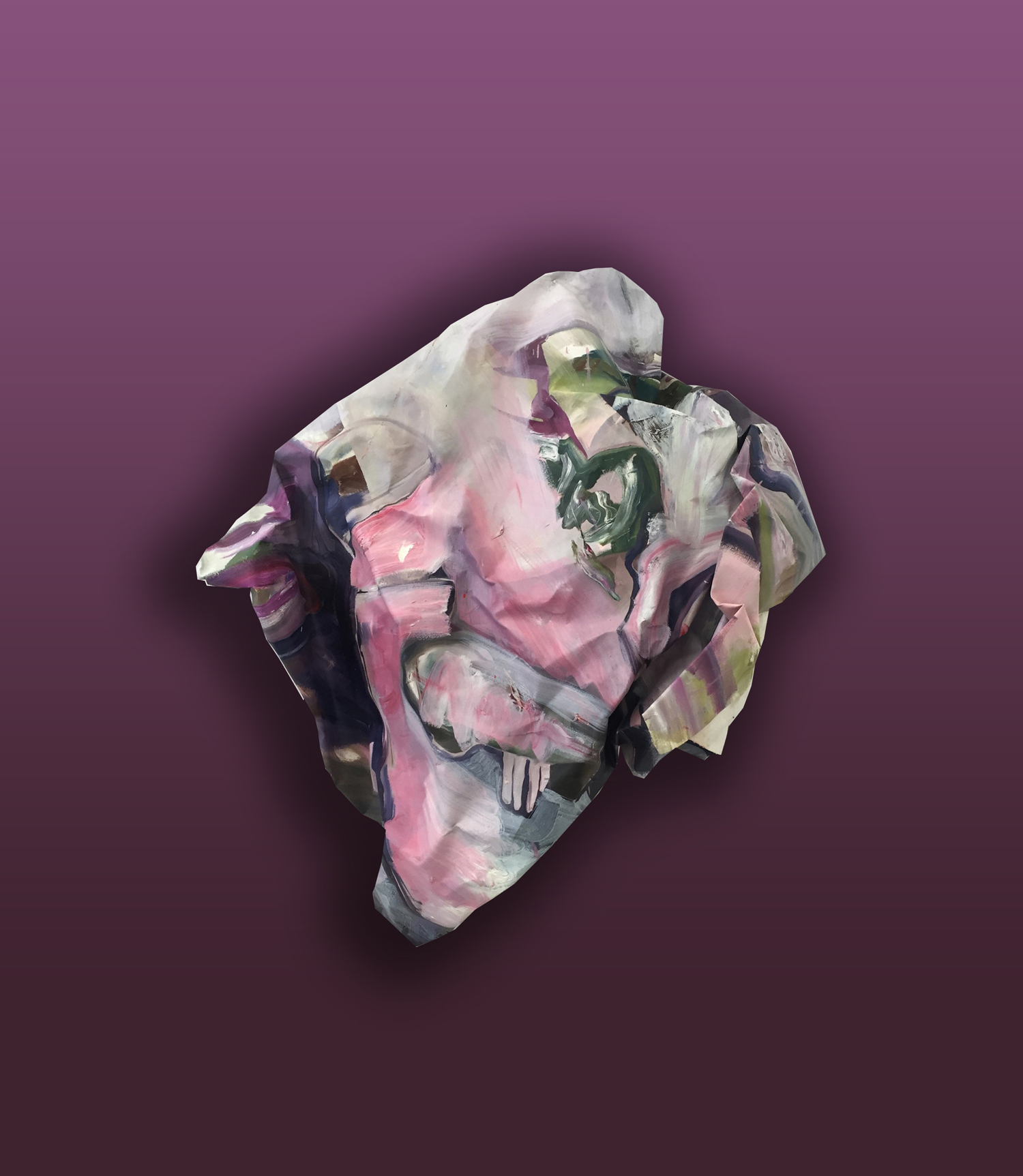  Daisy Lewis-Toakley,&nbsp; Embrace an old pet , 2018, oil paint on canvas imposed on digital colour field | Courtesy the artist.     