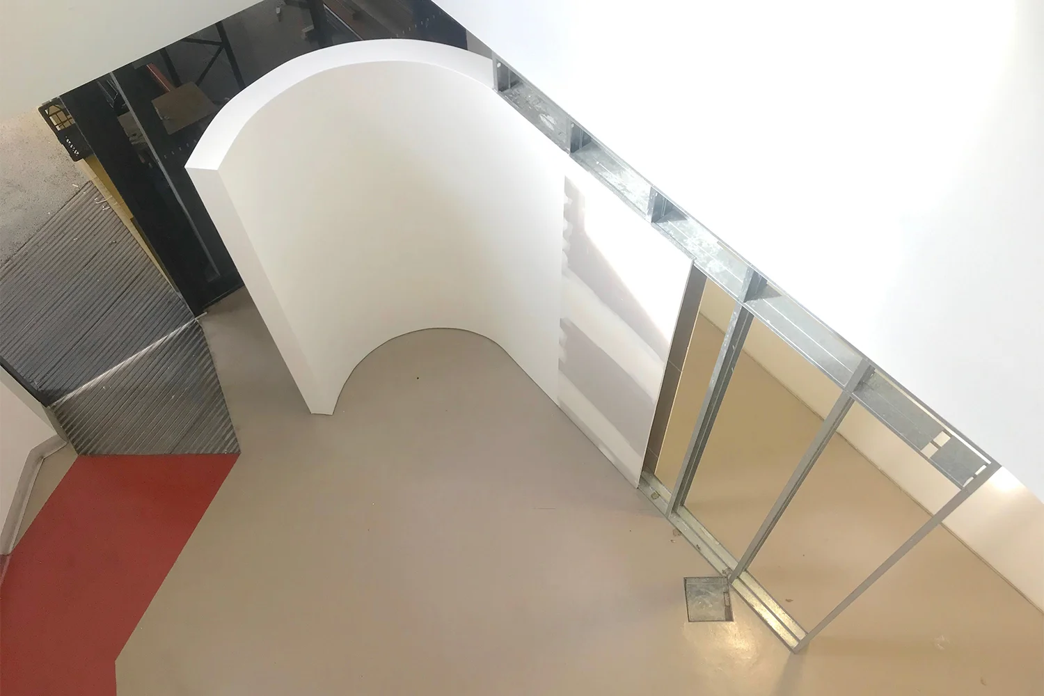  Andre Franco,  Momentary Slippage,  2018, steel framework, drywall, plaster, 300 x 410 x 17.8cm. 