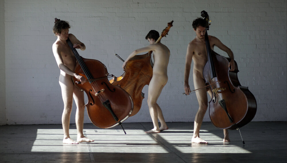    Tina Stephanou,  Antiphonea,  2019, single channel video, colour, two channel audio, 9:01min. Cinematography: Andrew Kaineder Performers: Joseph Franklin, Jacques Emery, Will Hanson. | Courtesy the artist.         