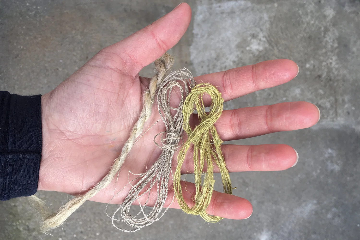  Anna Dunnill,  Woven weeds  process image, 2020, fibre made from moth vine ( Araujia sericifera ), dye from soursob flowers ( Oxalis pes-caprae ) | Courtesy the artist. 