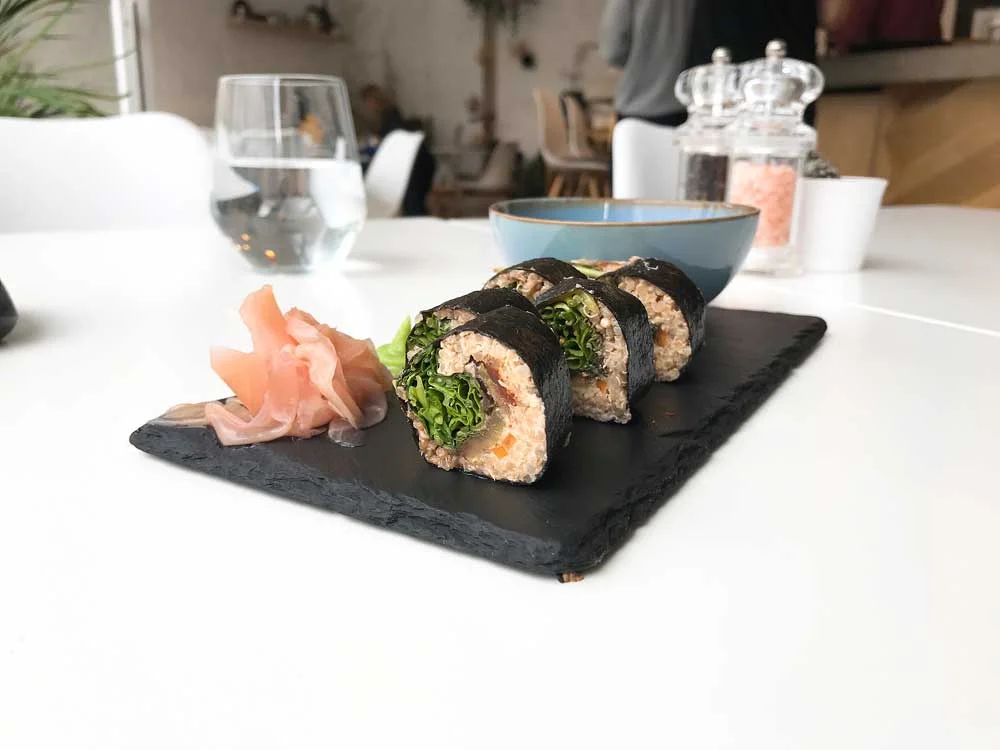 Vegan sushi with quinoa & veggies