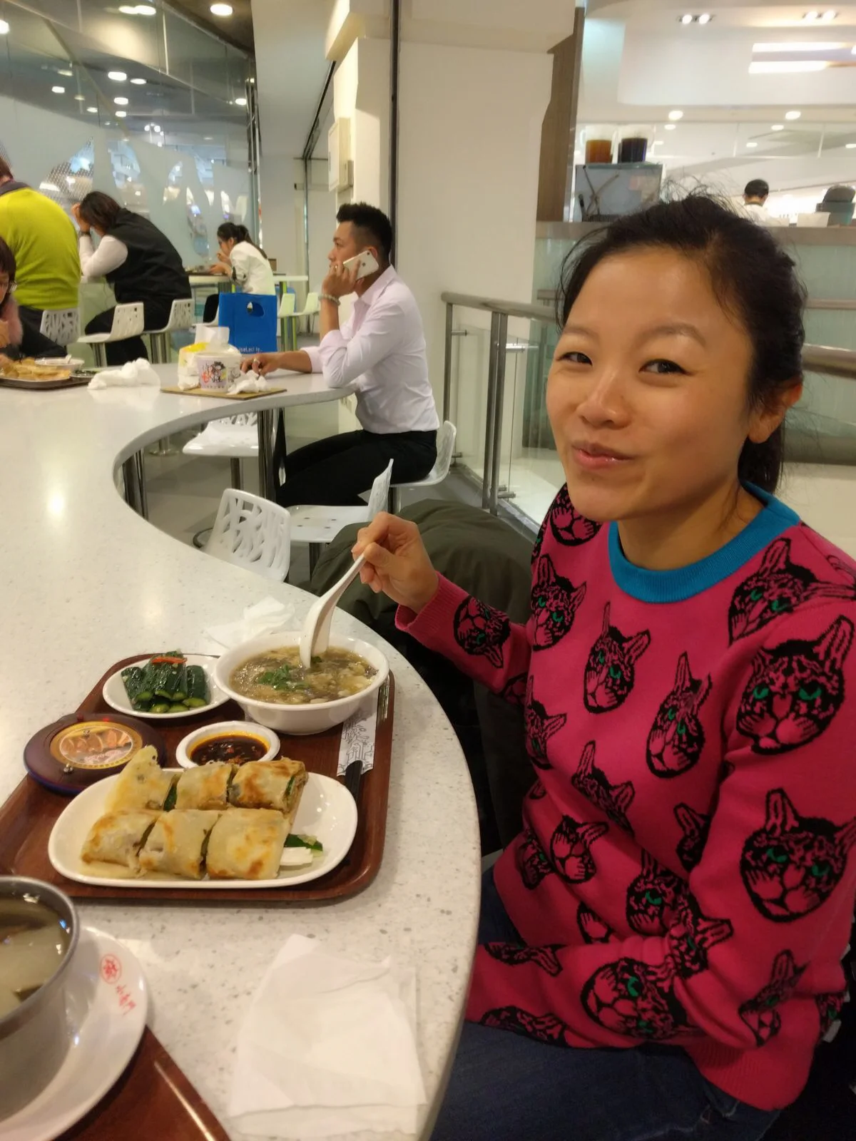 Caught with mall food.