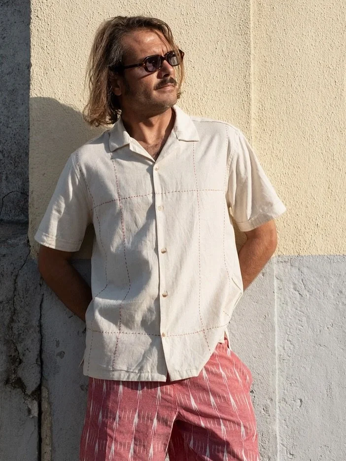 NEW&gt;&gt; Organic Linen shirting, Hand-embroidered, in partnership with a startup whose mission is to empower and provide a source of income for women in rural India. 

Available now in shop and online at link in bio.