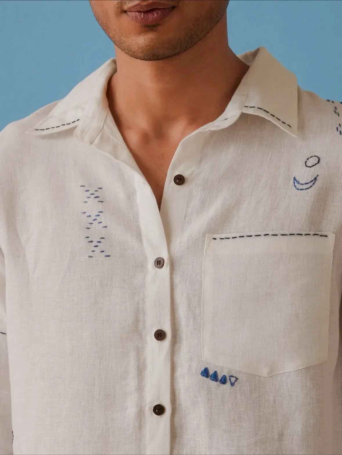 Hand-embroidered Linen, natural dyes, super soft.