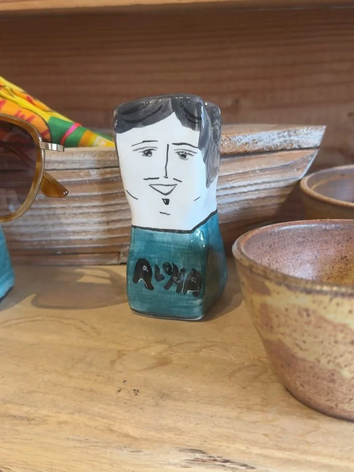 Marco Ferrini is a sculptural ceramicist, studying technique dedicated to visual anatomy, based in Rome Italy.  We are excited to introduce his work with these custom &lsquo;Aloha&rsquo; bust eyeglass holders.