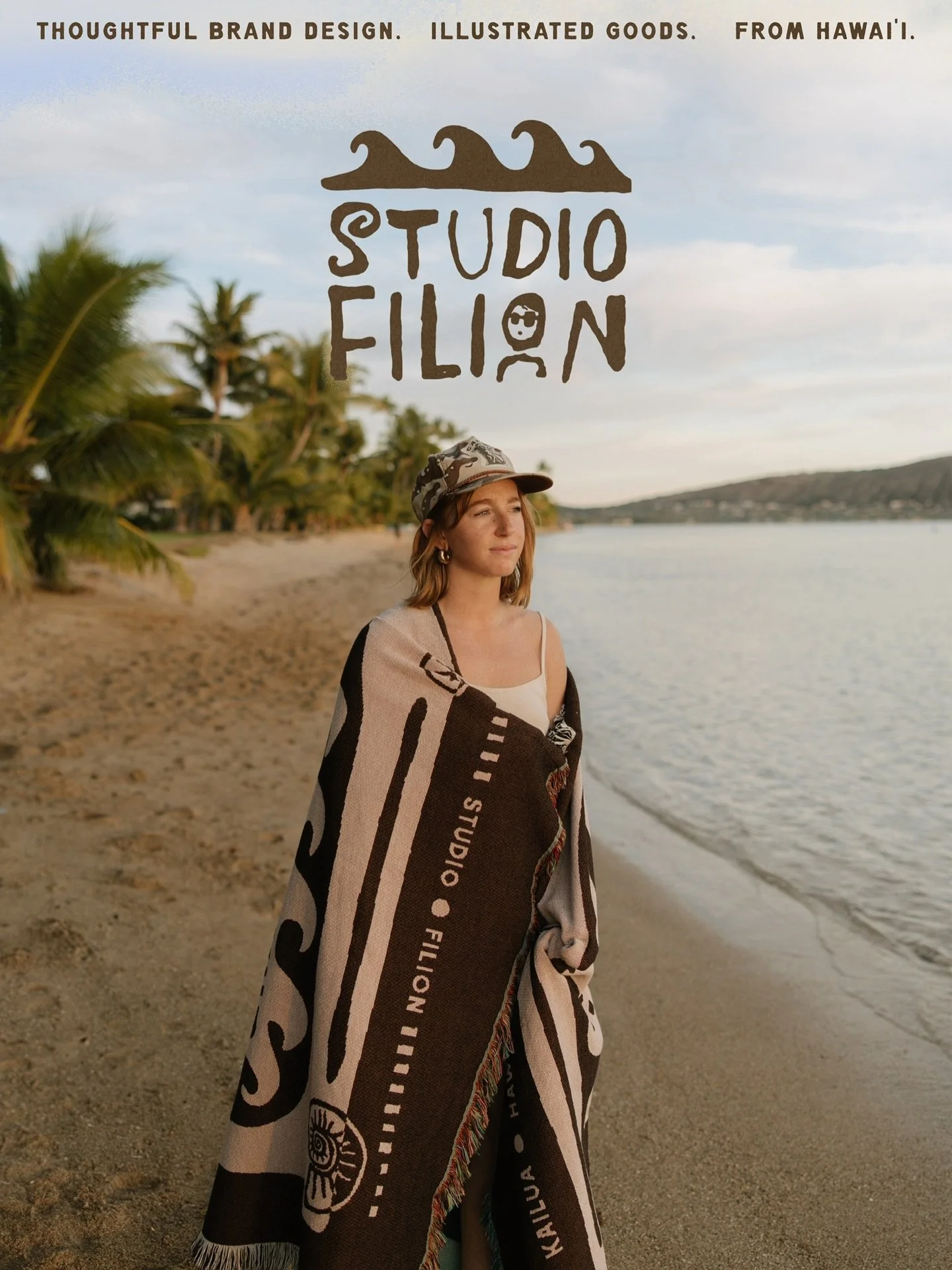 Introducing Emily Filion aka Studio Filion to the shop! Emily is an artist and Kailua resident. Studio Filion offers island-inspired illustrated goods &amp; thoughtful brand design. Her Jacquard throws are perfect for bed or couch, beach day or post 