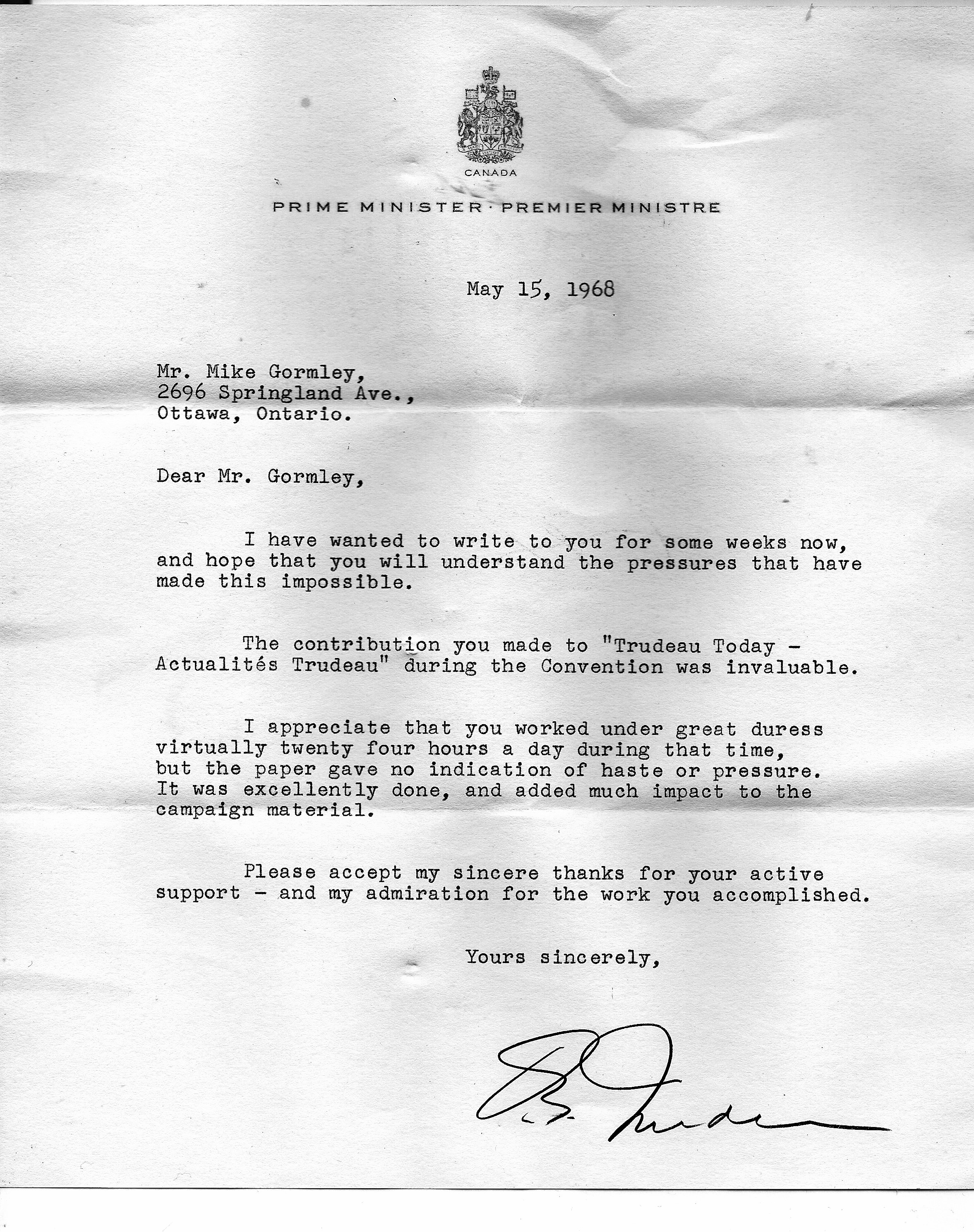 Pierre Trudeau..Prime Minister of Canada