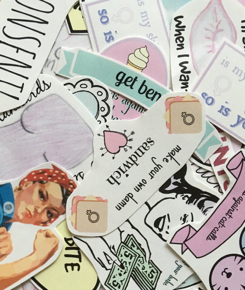 Pastel Grunge Feminist Sticker, SpunSugarSpiderWebs