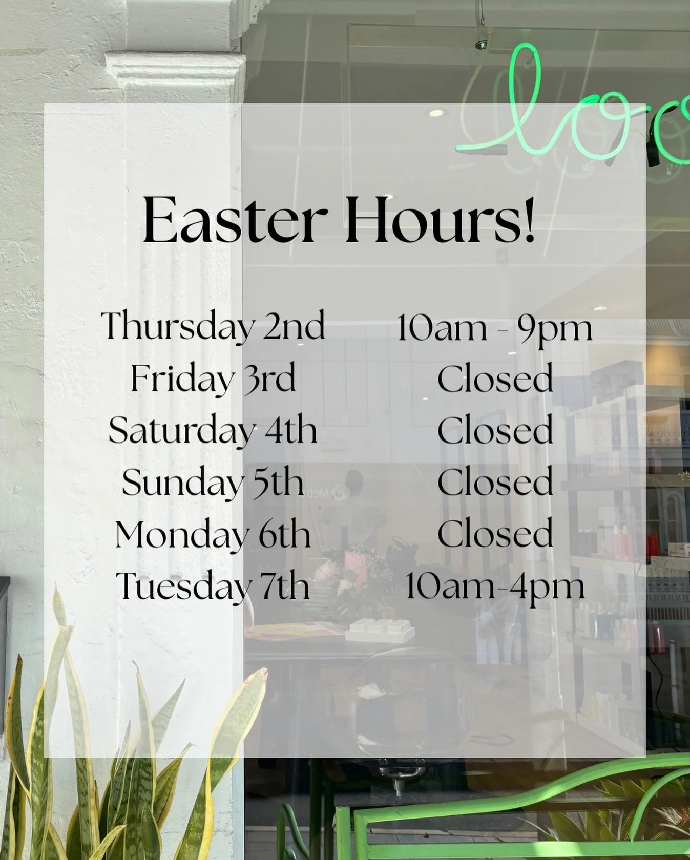 Last day before we close for the Easter weekend! Back to regular hours from Tuesday! 
Hope everyone has a safe and happy long weekend 🐣
Love Loop! X