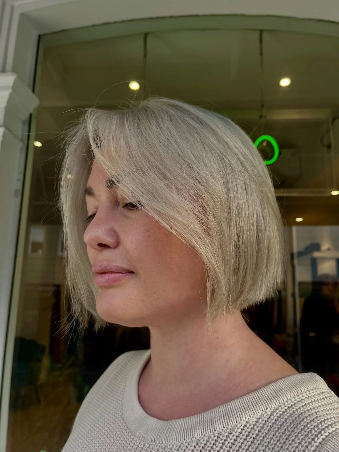 The bob is bobbing! 

A clean platinum bob is everything you are missing! 🫶🏼 
.
.
.
.
.
#bob #platinumblonde #haircut
