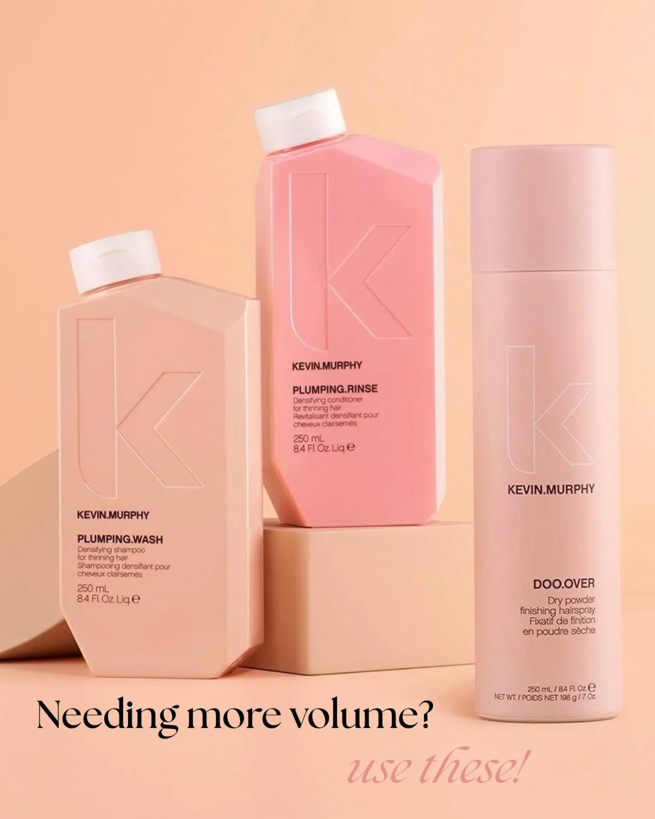 In need of some more volume?! 
@kevin.murphy.australia PLUMPING.RANGE here to save your life! 🙌🏻 

Helping to increase volume and thickness on the daily 💕 
.
.
.
.
#kevinmurphy #haircare #shampooandconditioner