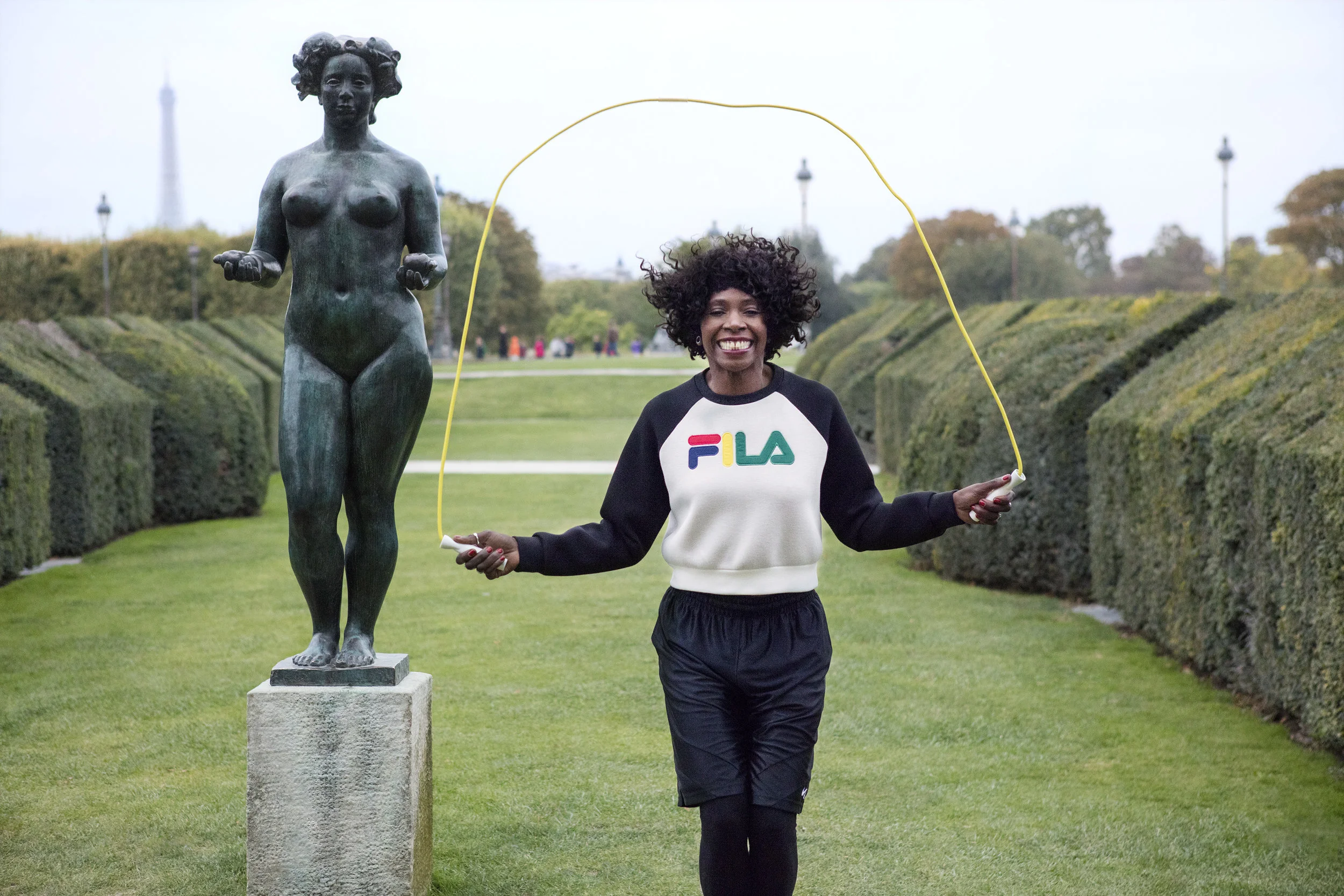 Shorts and Leggings: Nike, Sweat: Fila. Jump Rope: colettegym and Lolë. All Images by Corinne Stoll .