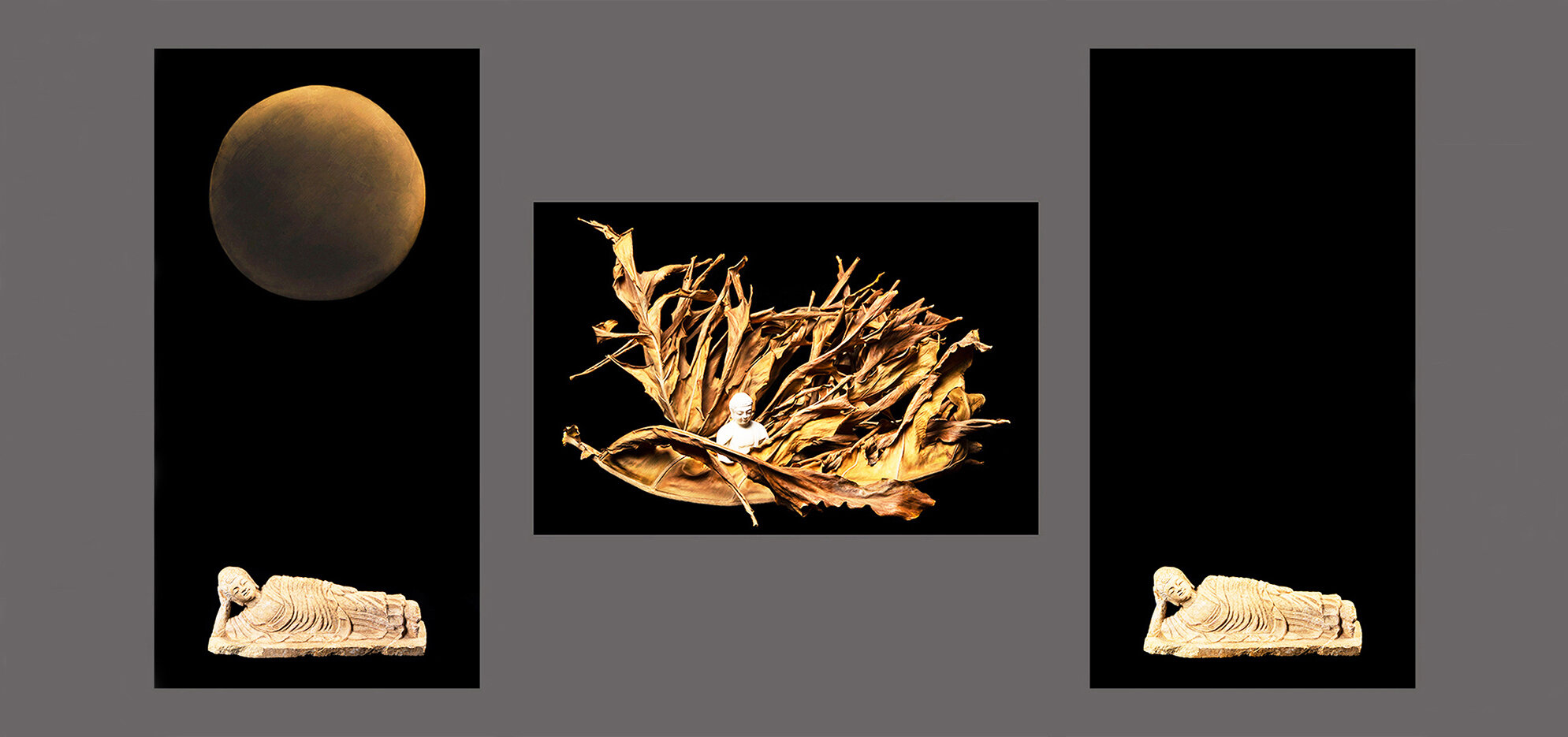    Spiritual       Buddha Triptych   (Installation diagram)  Installation size: 131cm x 291cm     