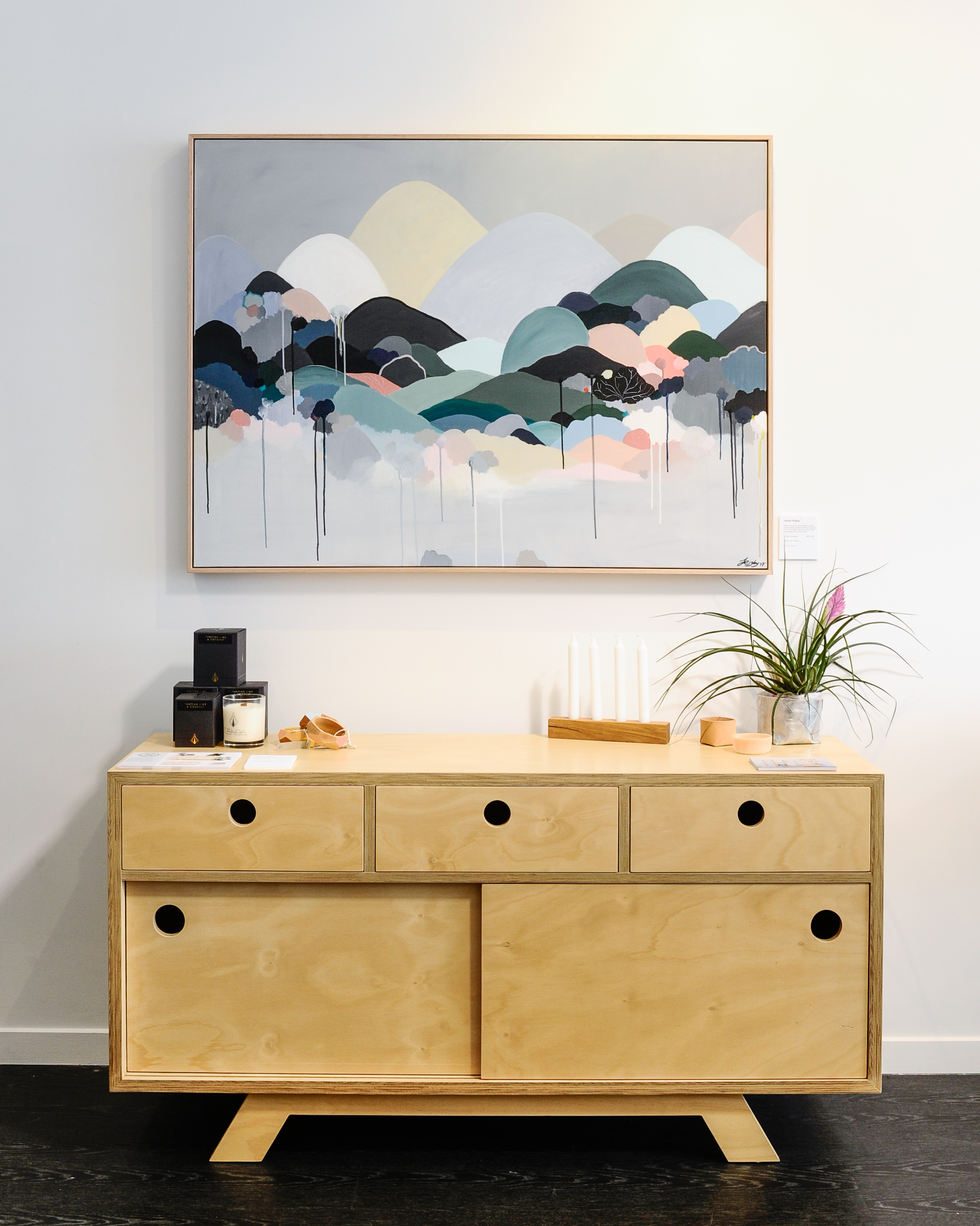 The Felix Furniture 'Rocco Side Board' is constructed with Australian grown Hoop Plywood, honouring the beauty of the wood grain. Image credit : Haley Kigbo